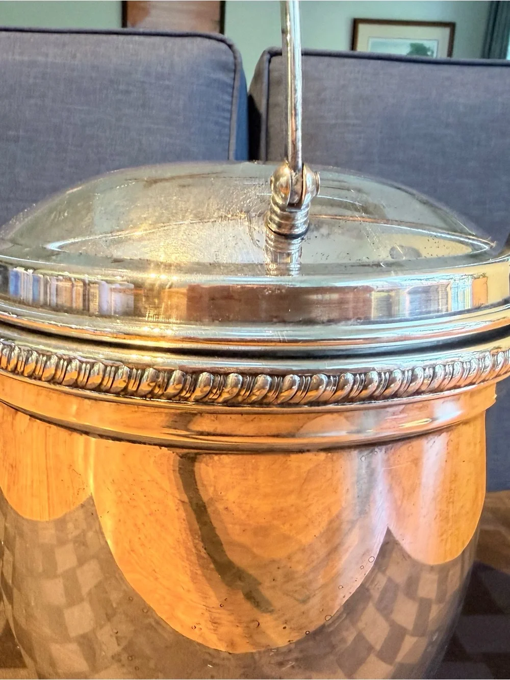 Vintage Mid Century Silver Plate Vacuum Insulated Mechanical Ice Bucket